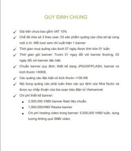 Báo giá quảng cáo banner trên Vietnamne
