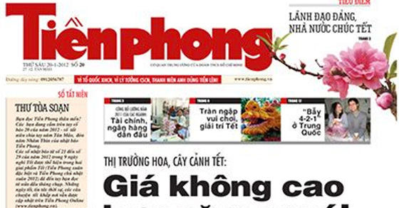 Báo giá quản cáo trên báo Tiền Phong